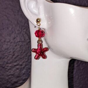 Red Starfish Earrings